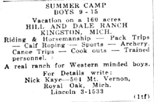 Hill and Dale Ranch - May 1960 Ad